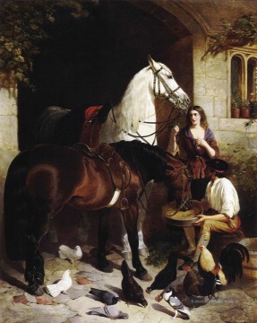  RED Malerei - Fütterung der Arabien 2 Herring Snr John Frederick Pferd